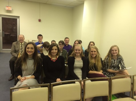 Taylorville High School students, along with adviser Steven Steele, support the legislation in Springfield on April 6.