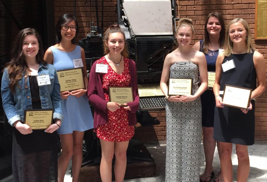 The IJEA and Illinois Press Foundation recognized the achievements of some of the state's top high school journalists with an awards luncheon Saturday in Springfield at the offices of The State Journal-Register. Honored were Illinois Journalist of the Year Ashley Yong and members of the IJEA All-State Journalism Team. Not all honorees were able to attend the event. From left: Isabel Rich, Belvidere North High School; Ashley Yong, Hinsdale South High School; Isabella Murray, John Hersey High School; Rachel Krusenoski, Downers Grove North High School; Kaitlyn Morrill, Elk Grove High School; Gabrielle Cano, Kaneland High School.