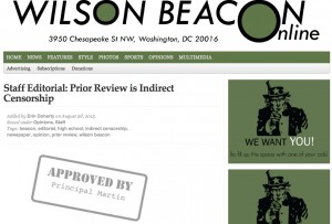 A screenshot of the headline and graphic of The Wilson Beacon's editorial against prior review as it appeared online Aug. 31, 2015. Graphic by Ellice Ellis of The Wilson Beacon. 